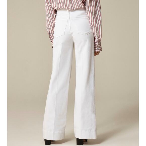 J.Crew 1996 Denim Trouser Jeans Womens 31P White High Rise Wide-leg Semi Stretch - Picture 2 of 7